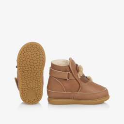 Donsje-Brown Leather Christmas Bear First Walkers | Childrensalon