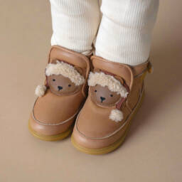 Donsje-Brown Leather Christmas Bear First Walkers | Childrensalon
