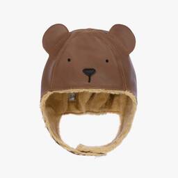Brown Leather Teddy Bear Hat