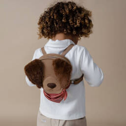 Donsje-Brown Nubuck Leather Dog Backpack (17cm) | Childrensalon