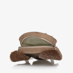 Donsje-Brown Nubuck Leather Dog Backpack (17cm) | Childrensalon