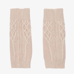 Donsje-Girls Beige Knitted Cotton Leg Warmers | Childrensalon