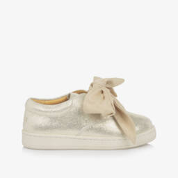 Donsje-Girls Glittery Gold Leather Trainers | Childrensalon