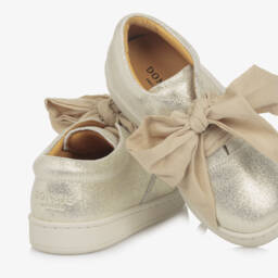Donsje-Girls Glittery Gold Leather Trainers | Childrensalon