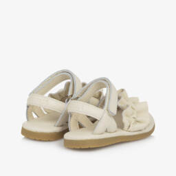 Donsje-Girls Ivory Leather First Walker Sandals | Childrensalon