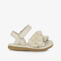 Donsje-Girls Ivory Leather First Walker Sandals | Childrensalon