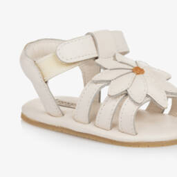 Donsje-Girls Ivory Leather Pre-Walker Sandals | Childrensalon