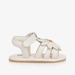 Donsje-Girls Ivory Leather Pre-Walker Sandals | Childrensalon