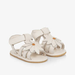 Donsje-Girls Ivory Leather Pre-Walker Sandals | Childrensalon