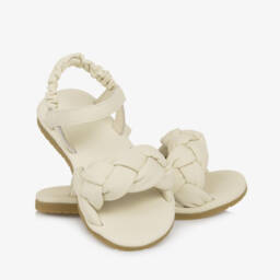 Donsje-Girls Ivory Leather Sandals | Childrensalon