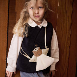 Donsje-Кошелек из кремово-золотой кожи Ангел Мишка для девочек (17см) | Childrensalon