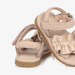 Donsje-Girls Pink Leather First Walker Sandals | Childrensalon