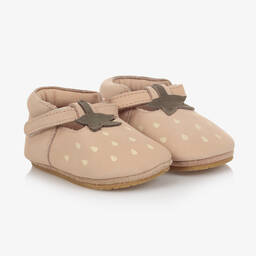 Donsje-حذاء جلد لون زهري للمولودات | Childrensalon