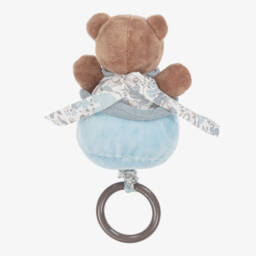 Doudou et Compagnie-Blue & Brown Teddy Bear Soft Music Pull Toy (20cm) | Childrensalon