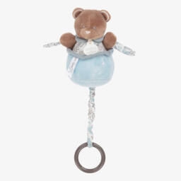 Doudou et Compagnie-Blue & Brown Teddy Bear Soft Music Pull Toy (20cm) | Childrensalon