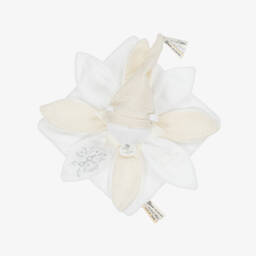 Doudou et Compagnie-White Plush Teddy Bear Comforter (25cm) | Childrensalon