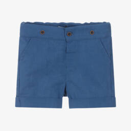 Dr. Kid-Boys Blue Linen & Cotton Shorts | Childrensalon