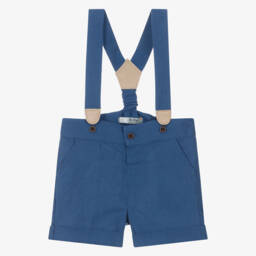 Dr. Kid-Boys Blue Linen & Cotton Shorts | Childrensalon