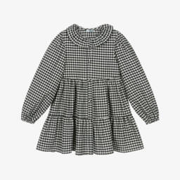 Dr. Kid-Girls Black & White Gingham Check Brushed Cotton Dress | Childrensalon