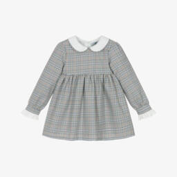 Dr. Kid-Girls Blue & Green Check Cotton Twill Dress | Childrensalon