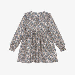 Dr. Kid-Girls Blue & Pink Floral Cotton Twill Smocked Dress | Childrensalon