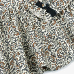 Dr. Kid-Girls Ivory & Blue Brushed Cotton Floral Dress | Childrensalon