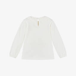 Dr. Kid-Girls Ivory Cotton Top with Embroidered Scalloped Collar | Childrensalon