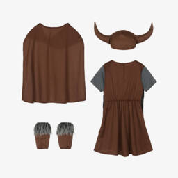 Dress Up by Design-زي ملكة الفايكنغ جيرسي لون بني ورمادي للبنات | Childrensalon