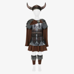 Dress Up by Design-زي ملكة الفايكنغ جيرسي لون بني ورمادي للبنات | Childrensalon