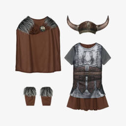 Dress Up by Design-زي ملكة الفايكنغ جيرسي لون بني ورمادي للبنات | Childrensalon