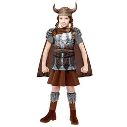 Dress Up by Design-زي ملكة الفايكنغ جيرسي لون بني ورمادي للبنات | Childrensalon