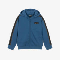 Boys Blue Brushback Jersey Zip-Up Hoodie