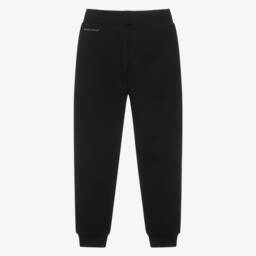 EA7 Emporio Armani-Girls Black Ventus7 Joggers with Logo Taping | Childrensalon