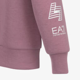 EA7 Emporio Armani-Girls Dusky Pink Ventus7 Hoodie with Logo Taping | Childrensalon