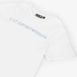 EA7 Emporio Armani-Girls White & Black Cotton Leggings Set with EA7 Logo | Childrensalon