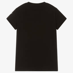 EA7 Emporio Armani-Teen Girls Black & Silver Cotton T-Shirt | Childrensalon