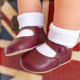 Early Days-Baby Girls Burgundy Red Leather Pre Walkers | Childrensalon