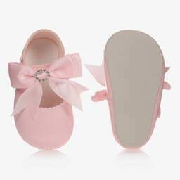 Early Days-حذاء لمرحلة قبل المشي جلد صناعي لامع لون زهري للبنات الرضع | Childrensalon