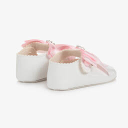 Early Days-Baby Girls White Patent Pre-Walker Shoes with Pink Bow | Childrensalon
