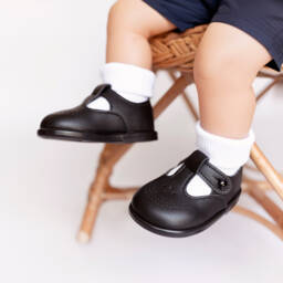 Early Days-Black T-Bar First Walker Shoes | Childrensalon