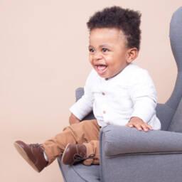 Early Days-حذاء بأربطة جلد لون بنّي  | Childrensalon