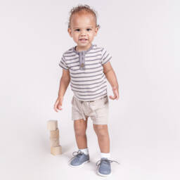 Early Days-Grey First Walker Lace-Up Shoes | Childrensalon