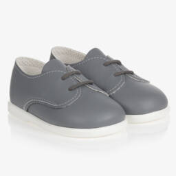 Early Days-Grey First Walker Lace-Up Shoes | Childrensalon