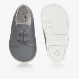 Early Days-Grey First Walker Lace-Up Shoes | Childrensalon
