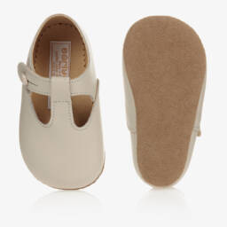 Early Days-Кремовые кожаные пинетки | Childrensalon