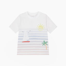 EIRENE-شورت بطبعة قارب شراعي قطن جيرسي لون أزرق للأولاد | Childrensalon