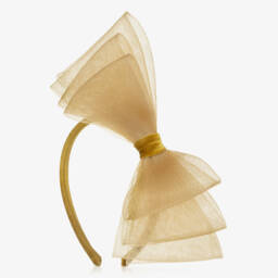 EIRENE-Girls Gold Velvet & Tulle Hairband | Childrensalon