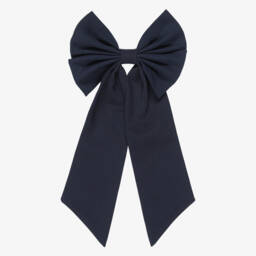 Girls Navy Blue Long Bow Hair Clip (15cm)