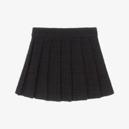 EIRENE-Girls Navy Blue Pleated Tweed Skirt | Childrensalon