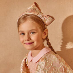 EIRENE-Girls Pink & Gold Brocade Dress | Childrensalon